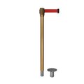 Montour Line Retractable Belt Removable Stanchion, 2ft Sat.Brass Post  9ft. Red MX530R-SB-RD-90